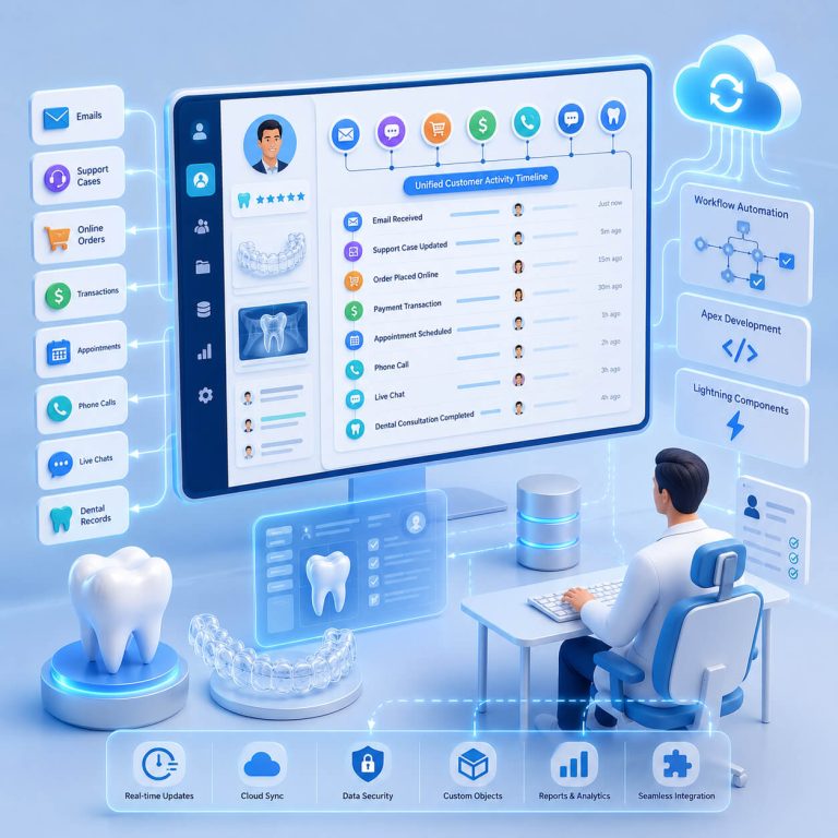 salesforce-dental-crm-solution-unified-customer-timeline-3d-isometric